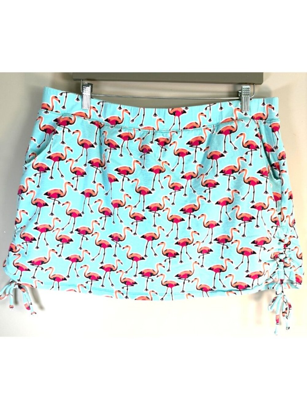 Crown & Ivy Flamingo Print Ruched Skort – Size XXL